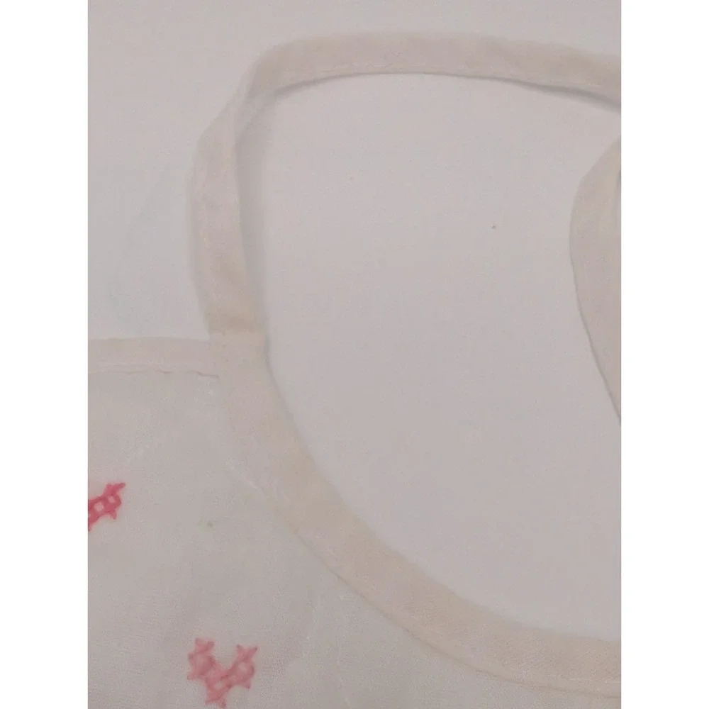 Vintage Handmade Cross Stitch Baby‎ Bib Clown Heart Nursery Cottagecore Tie Back